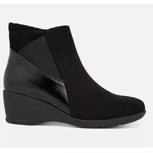 Women's Karen Scott Carina Black Ankle Boots Wedge Heel Dressy Bootie